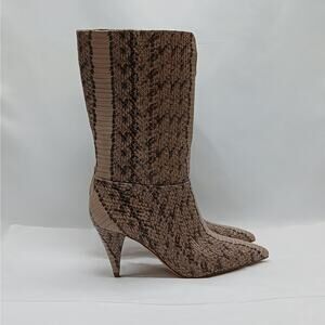 Louise et Cie Winslow Mid Calf Boots Women 6M Tan Brown Leather Pointed Toe Shoe